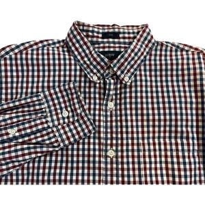 J.Crew Mens Button Down Longsleeve Gingham Plaid Shirt Red/White/Blue Slim Fit L